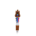 Capybara four-colour pen with clear barrel, brown grip and 3D capybara topper.