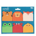 Animal-themed sticky notes set with tiger, lion, fox, frog, crab and chick