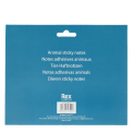 Back view of animal sticky notes packaging with product information and barcode 