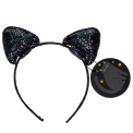 Black glitter cat ears headband with tag
