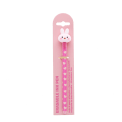 Bunny-themed erasable ink pen with heart-pattern barrel and rabbit-shaped topper in retail card packaging.
