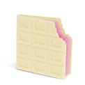 White chocolate bar-shaped notebook with bite-mark design 