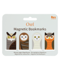 Owl magnetic bookmarks set featuring four owl designs in assorted colours and patterns