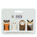 Owl magnetic bookmarks set featuring four owl designs in assorted colours and patterns