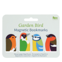 Garden bird magnetic bookmarks set featuring four colourful bird designs