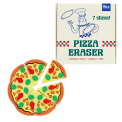 Pizza-shaped eraser with seven detachable slices and retail box