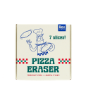 Pizza eraser in retail packaging.
