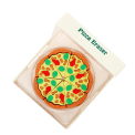 Pizza eraser in plastic packaging.
