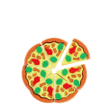 Pizza eraser set with seven detachable slices