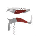 Bird-shaped stainless steel corkscrew with foil cutter and wooden handle