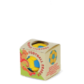 Football-shaped eraser in yellow and blue in retail packaging