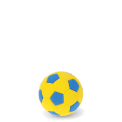 Football-shaped eraser in yellow and blue
