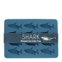 Shark-shaped ice cube tray with 12 shark moulds in blue 