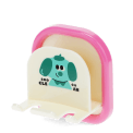 Children's dog-themed toothbrush holder with pink backing