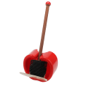 Red apple-shaped wall-mounted toilet brush with holder and black bristle head