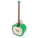 Green apple-shaped wall-mounted toilet brush with holder and black bristle head
