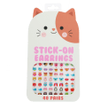 Stick-on earrings set with 40 pairs of colourful animal designs