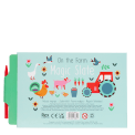 Back of farmyard magic slate packaging with product information and stylus pen