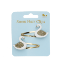 Set of two swan hair clips with glitter wings and gold-toned snap clips