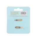 Back view of swan hair clips shown with barcode