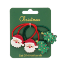 Set of four Christmas hairbands featuring Santa faces and glitter Christmas trees