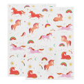 Two sheets of unicorn temporary tattoos with colourful unicorns, rainbows, stars and moons.
