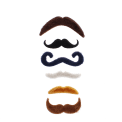 Six self-adhesive novelty moustaches in assorted colours and styles