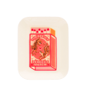 Rectangular trinket tray featuring a pink matchbox illustration with tigers and hearts.