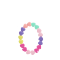 Heart-bead bracelet with colourful heart-shaped beads in pink, purple, yellow and turquoise.