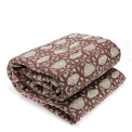 Brown hand block-printed throw with floral pattern