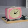 Retro Tv Style Pink Alarm Clock