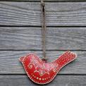 Rustic Large Red Bird Decoration