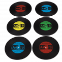 Set Of Six Silicone "Record" Coasters