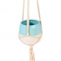 Small Aqua Marine Dipped Macrame Plant Pot