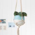 Small Aqua Marine Dipped Macrame Plant Pot