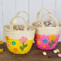 Pink Woven Flower Basket