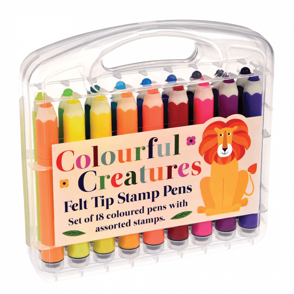 Colourful Creatures Felt Tip Stamp Pens Rex London