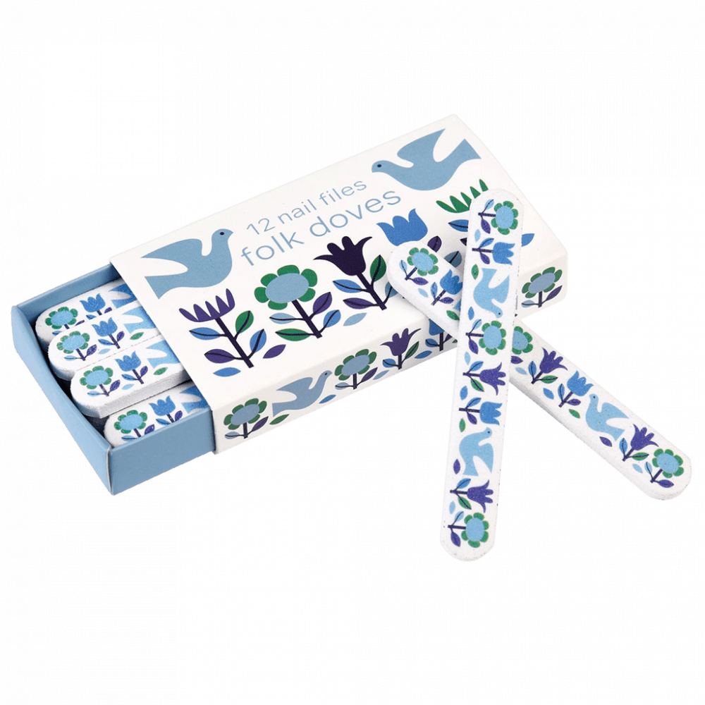 Folk Doves Matchbox Nail Files (pack Of 12) ﻿Rex London