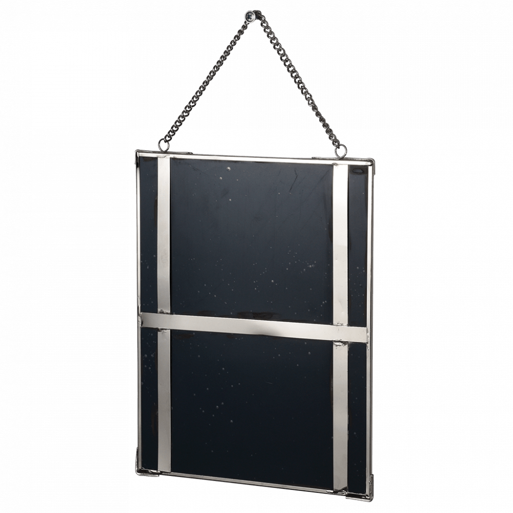 ﻿Hanging Brass Mirror In Silver 20x25cm ﻿Rex London