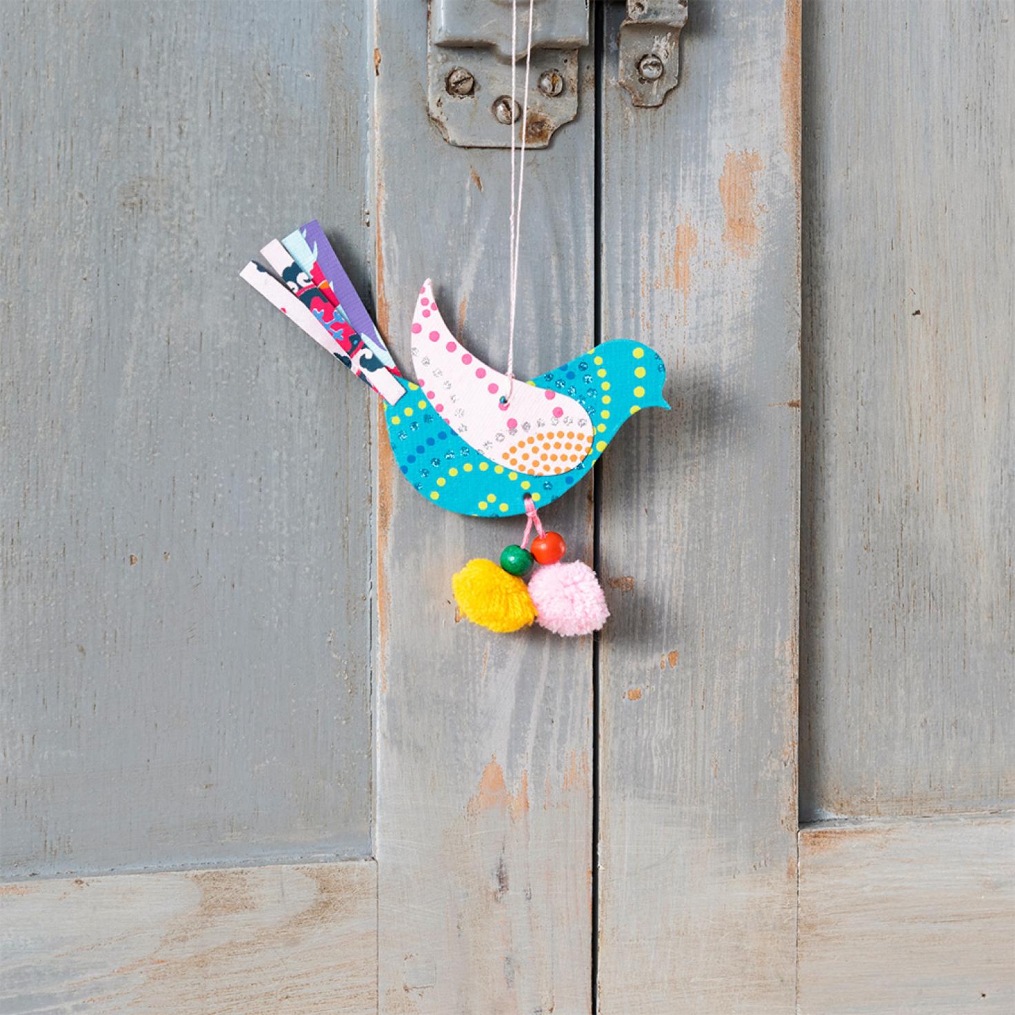 Hanging Paper Bird Decorations With PomPoms (set Of 3) ﻿Rex London