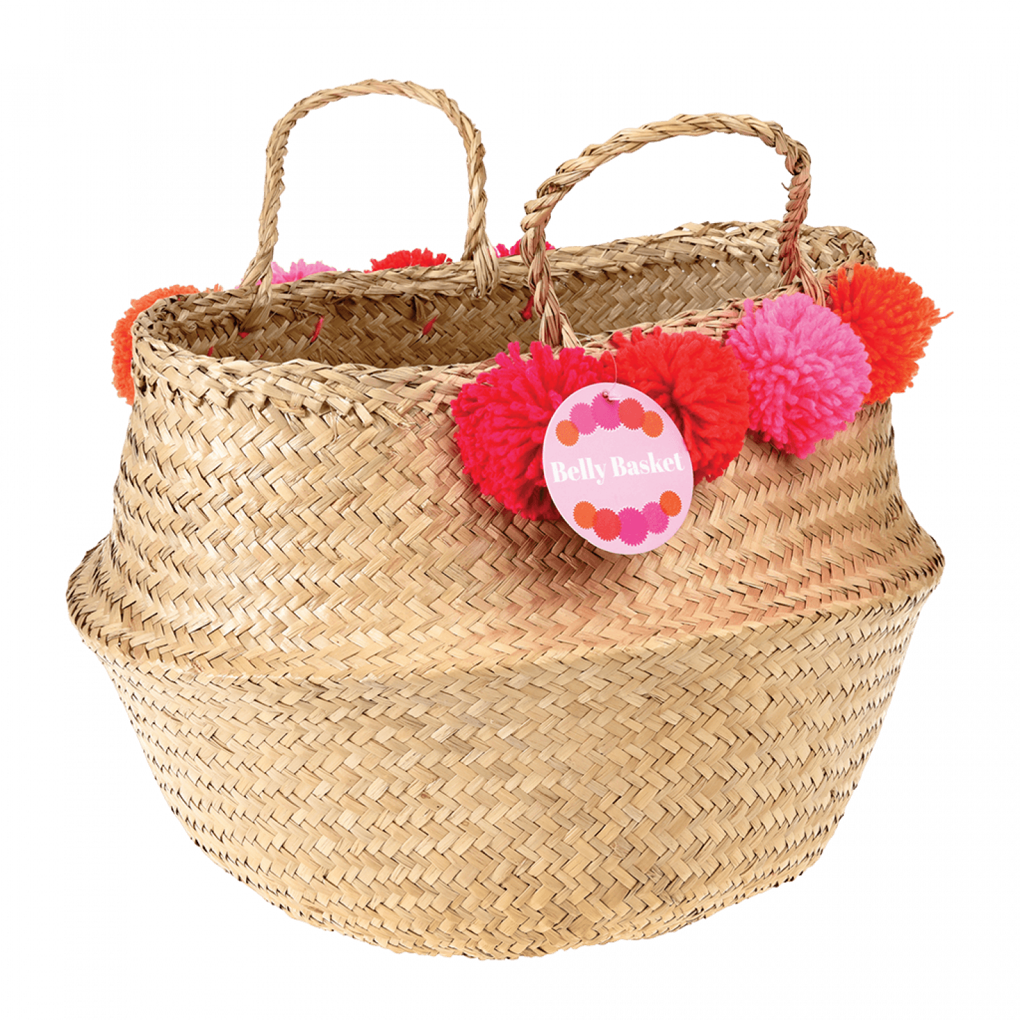 ﻿Pink Pom Pom Belly Basket ﻿Rex London