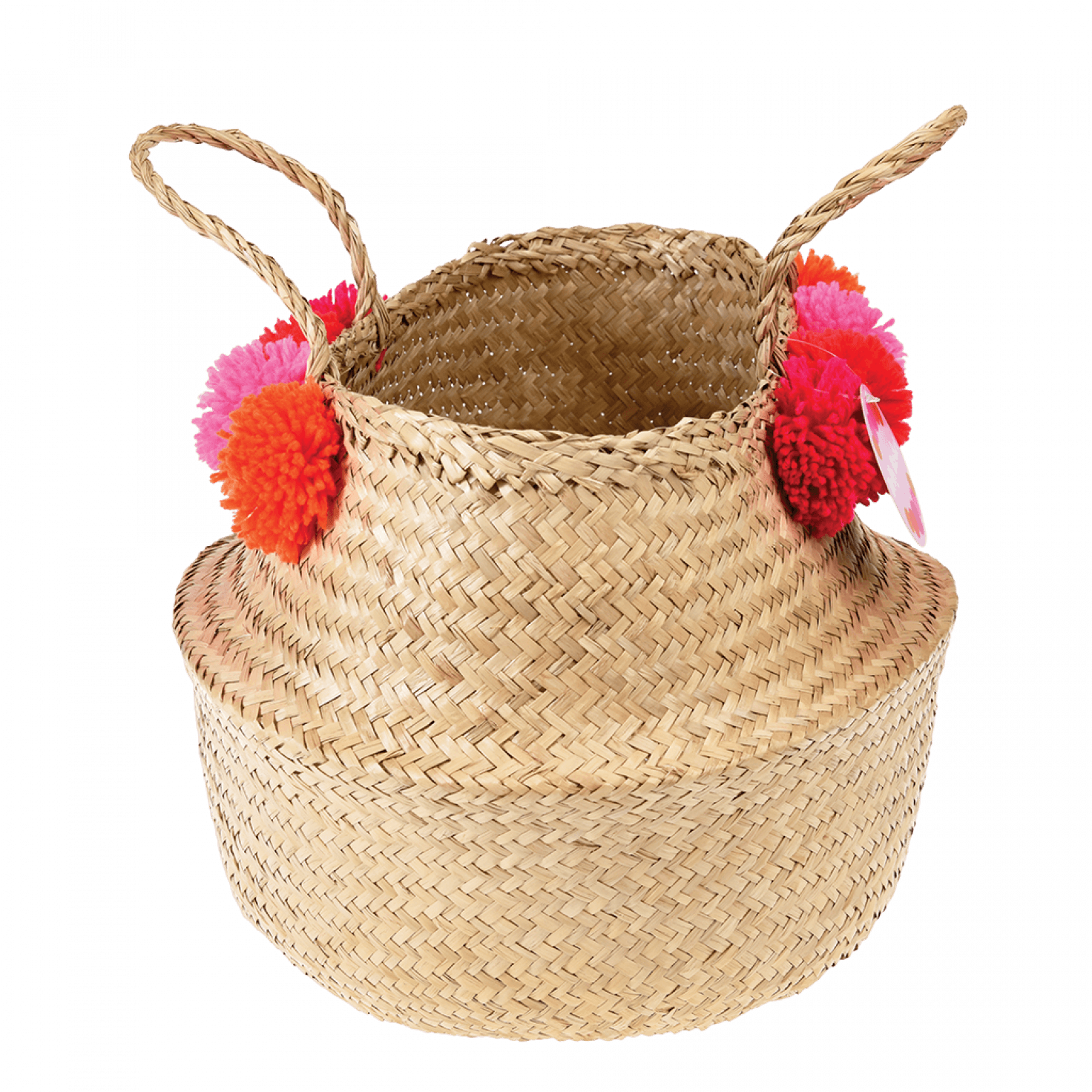 ﻿Pink Pom Pom Belly Basket ﻿Rex London