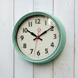 1950s Mint Green Metal Wall Clock