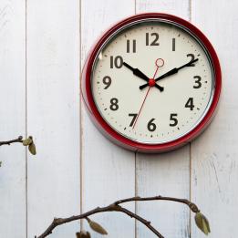 1950s Red Metal Wall Clock