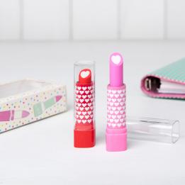 Set Of 2 Lipstick Shaped Rubbers