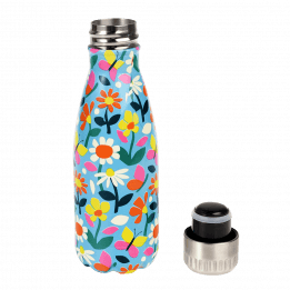 Butterfly Garden 260ml Stainless Steel Bottle with lid unscrewed