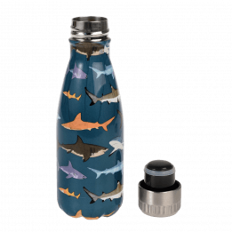 Sharks stainless steel bottle 260ml with lid unscrewed