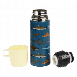 Sharks Flask with cup removed and lid unscrewed
