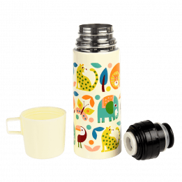 Wild Wonders flask with cup removed and lid unscrewed