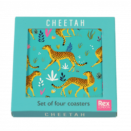 Cheetah coasters (set of 4) in box